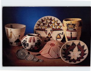 Postcard Group of coiled baskets made by Native Americans
