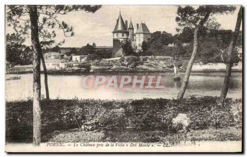 Old Postcard Pornic Chateau taken from Villa Del Monte
