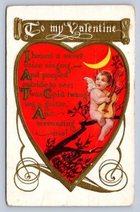 J93/ Valentine's Day Love Holiday Postcard c1910 Cupid Hearts 515