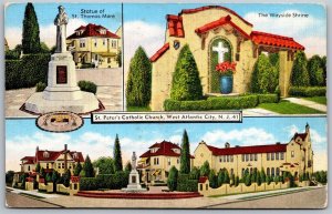 Vtg Atlantic City New Jersey NJ St Peters Catholic Church 1940s Linen Postcard