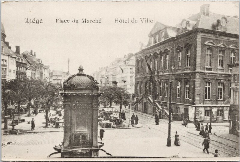 Liege Belgium Hotel de Ville Place du Marche Unused Postcard F70