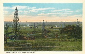 Postcard 1920s Oklahoma Okmulgee Oil Field Scene occupation Teich 23-11492