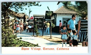 TORRANCE, CA California ~ Roadside THE ALPINE VILLAGE Shops  c1960s Postcard