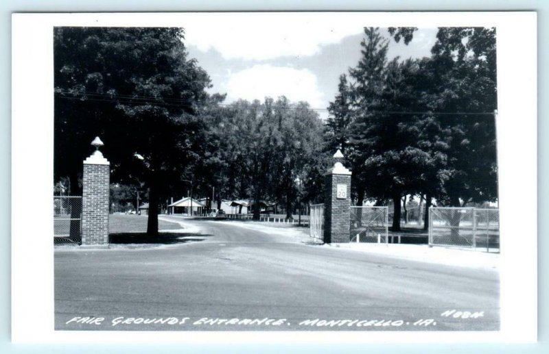 RPPC  MONTICELLO, Iowa IA ~ Entrance FAIR GROUNDS Jones County  Postcard