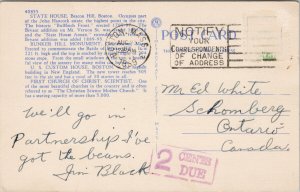 Boston MA 'You Don't Know Beans' c1939 2 Cents Postage Due Linen Postcard H15