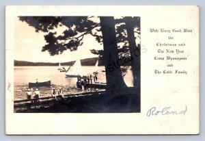 K1/ Camp Wyoncgonic Maine RPPC Postcard? C1930 Sailboats Dock Cobb  74