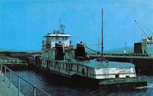 George Weather Barge Tug Bellevue Lock Iowa postcard