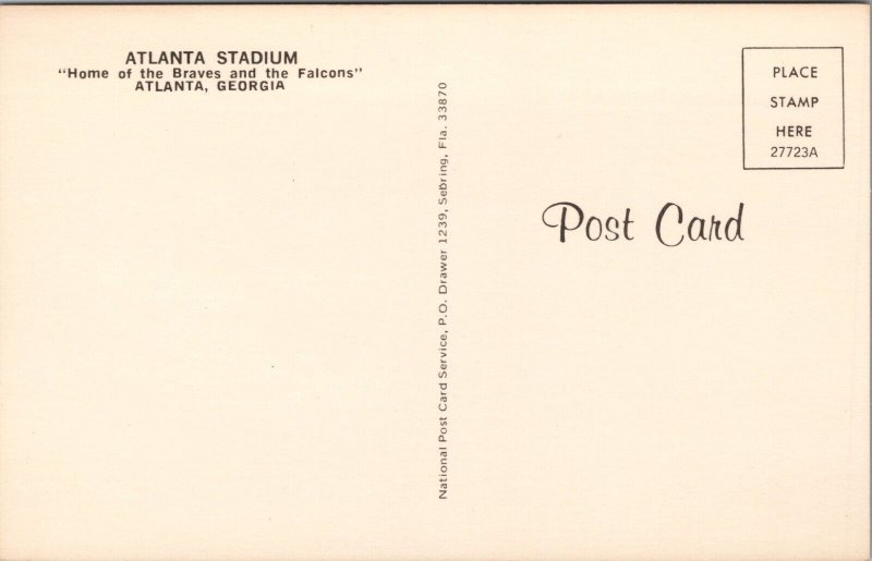 Atlanta Stadium Home of the Braves and the Falcons Atlanta GA Postcard PC435