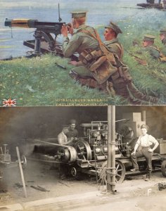 Army Industry Factory Soldier War WW1 Machine Gun 2x Postcard s