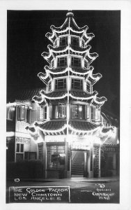 Postcard RPPC 1950s California Los Angeles Golden Pagoda Chinatown 23-12790