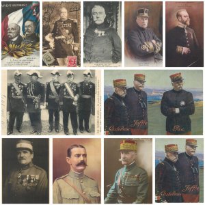 ww1 French & Belgian military characters leaders generals marshals postcards lot