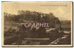 Old Postcard Edinburgh Castle from Scott Monument