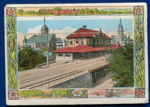 Davenport Iowa ia 1920s Rock Island railroad depot steamers postcard folder