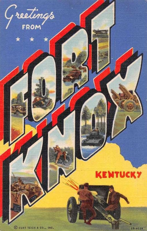 Fort Knox Kentucky Military Greetings Large Letter Vintage Postcard JD933818