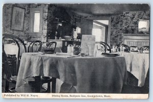 Georgetown Massachusetts MA Postcard Dining Room Baldpate Inn Interior View 1910