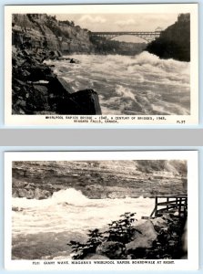 2 RPPC Postcards NIAGARA FALLS, Canada ~ Giant Wave WHIRLPOOL RAPIDS BRIDGE