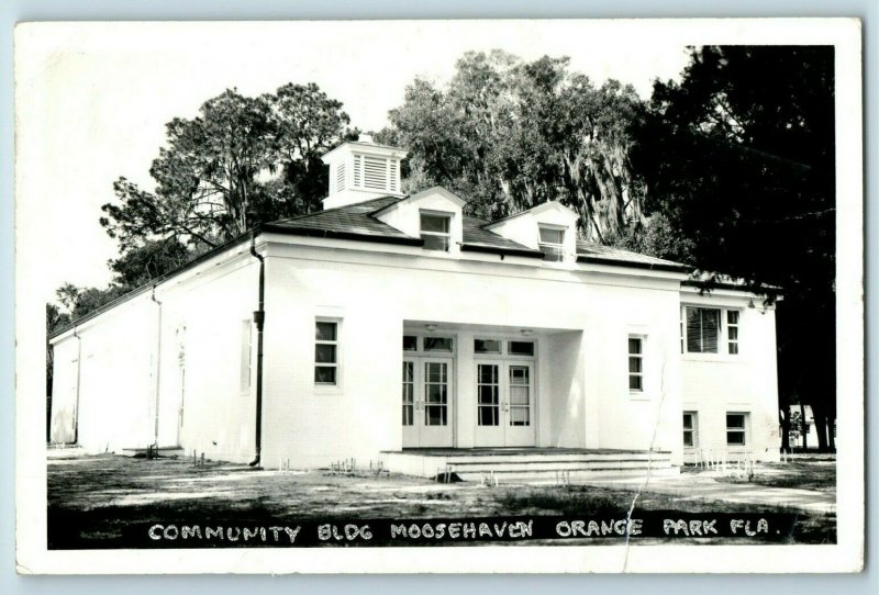 Vintage RPPC Community Bldg Moosehaven, Orange Park, FL Postcard P169 