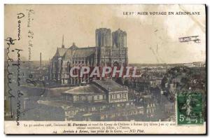 Old Postcard Jet Aviation Farman went to Chalons camp Arrive in Reims shootin...