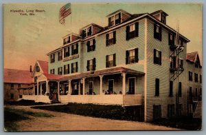 Postcard York ME c1907 Long Sands Beach Hiawatha Hotel York Beach CDS Duplex