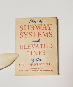 New York Subway Map Given to 1940s Military Recruits from NY Telephone Company