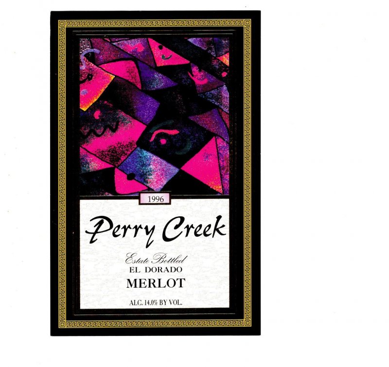 Perry Creek, El Dorado Merlot, 1996, Vintage Wine Label