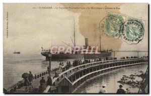 Saint Nazaire Old Postcard The transatlantic ocean liner leaving port in Mart...