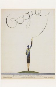 Writing Vogue By Flying A Kite 1920s Magazine Painting Postcard