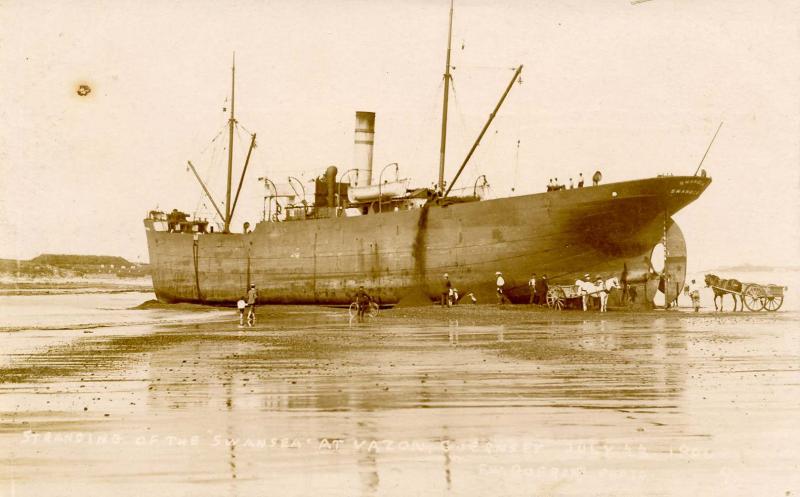 UK - Channel Islands, Guernsey. Stranding (shipwreck) of the Swansea at Vazo...