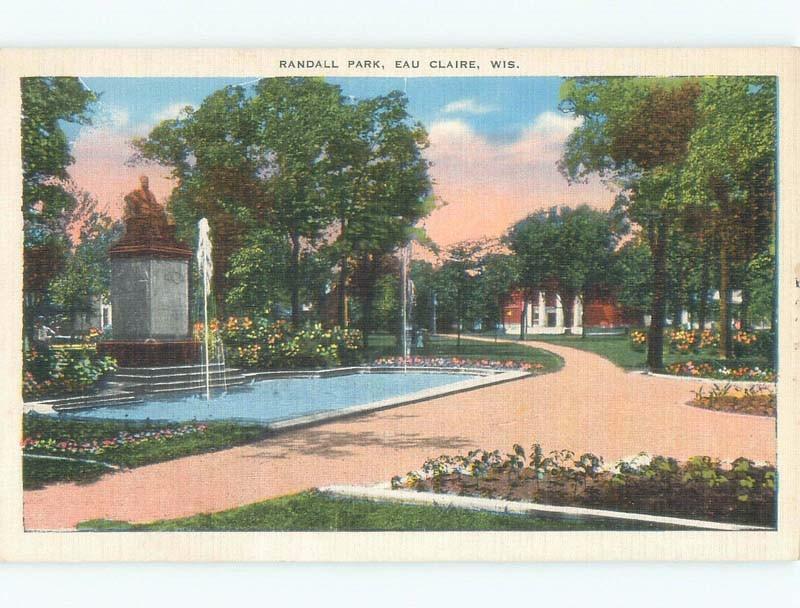 Unused Linen PARK SCENE Eau Claire Wisconsin WI c7922