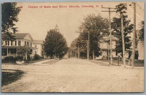 ONEONTA NY MAIN & RIVER STREET ANTIQUE REAL PHOTO POSTCARD RPPC