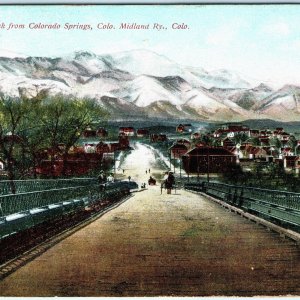 1910 Colorado Springs Pikes Peak Midland Railway CM Lith Photo Postcard Colo A72