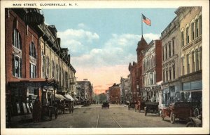 GLOVERSVILLE NY Main Street Scene c1920 Postcard