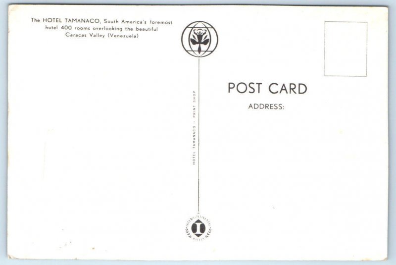 CARACAS, VENEZUELA ~ Night Neon HOTEL TAMANACO Swimming Pool 4x6 Postcard