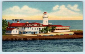 MIAMI BEACH, FL ~ Roadside THE LIGHTHOUSE Seafood Restaurant c1940s Postcard