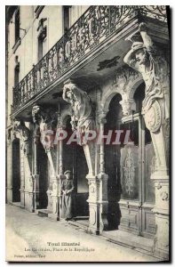 Old Postcard Toul Illustrates the Caryatids Place de la Republique