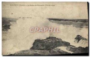 Old Postcard Ile D & # 39Yeu The Rock of Perreneire Wave Effect