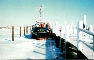 Postcard VA Tangier Island Harbor in Winter Cost Guard Cutter Chock 1996 S113