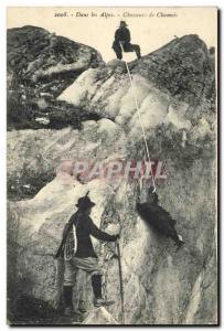 Old Postcard Hunting In chamois hunters Alps TOP