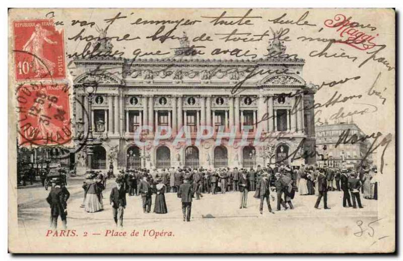 Paris Old Postcard Place of & # 39opera