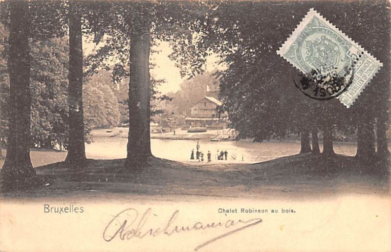 Chalet Robinson au bois Bruxelles Belgium 1905 Stamp on front 