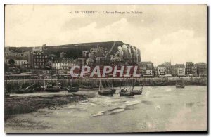 Old Postcard Treport L Front Harbor and Cliffs