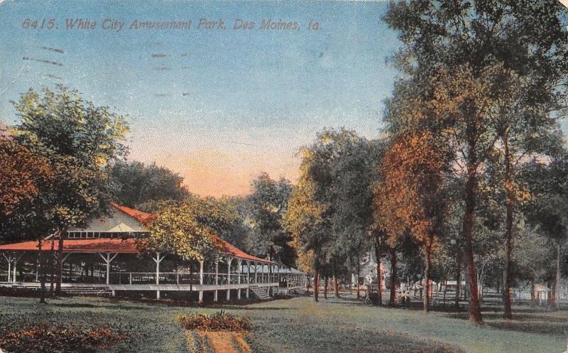 Des Moines IA Amusement Park~Long Pavilion @ White City~Early Autumn c1907 PC