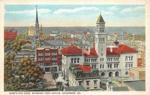BIRD'S EYE VIEW SHOWING POST OFFICE SAVANNAH GEORGIA POSTCARD (c. 1915)