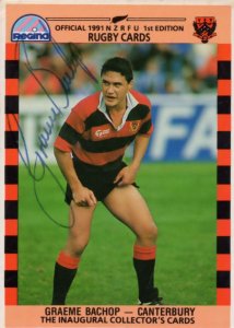Graeme Bachop Canterbury Team Rugby 1991 Hand Signed Card Photo