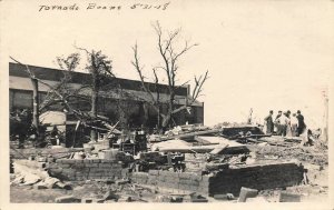 Boone Iowa~May 21 1918 Tornado~Family Gathered in Ruins~Brick Foundation~RPPC 
