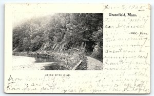 1905 GREENFIELD MASSACHUSETTS GREEN RIVER RD VERY EARLY UNDIVIDED POSTCARD P3547