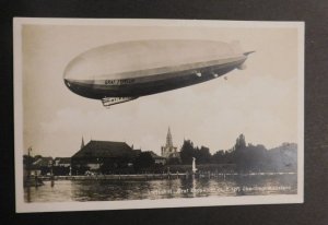 Mint Germany Postcard Graf Zeppelin Airship over Konstanz RPPC Air Craft