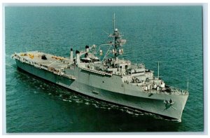 USS Austin LDP-4 Amphibious Transport Dock Built In Naval Shipyard Postcard