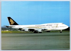 Airplane Postcard Singapore Airlines Boeing 747-412 9V-SMZ at Zurich DK1