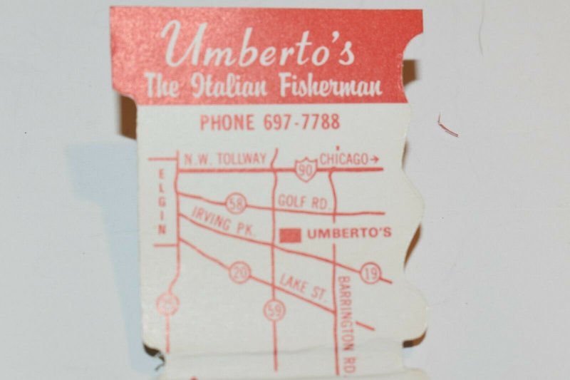 Umberto's The Italian Fisherman Streamwood Illinois Map Matchbook